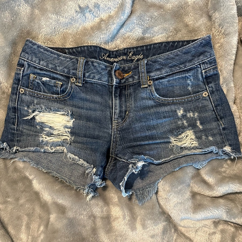 American Eagle Outfitters Blue Jean Cutoff Shorts Distressed Style